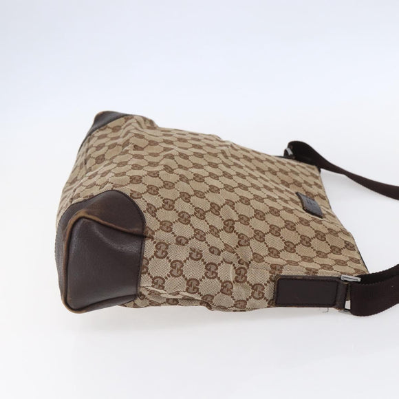 GUCCI GG Canvas Shoulder Bag Beige Silver 110054 Auth 151886