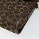 CELINE C Sulky Shoulder Bag Canvas Leather Brown Gold Auth 151887-9