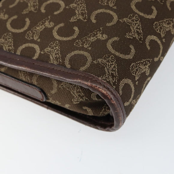 CELINE C Sulky Shoulder Bag Canvas Leather Brown Gold Auth 151887