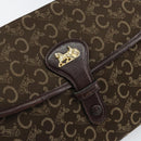 CELINE C Sulky Shoulder Bag Canvas Leather Brown Gold Auth 151887-17
