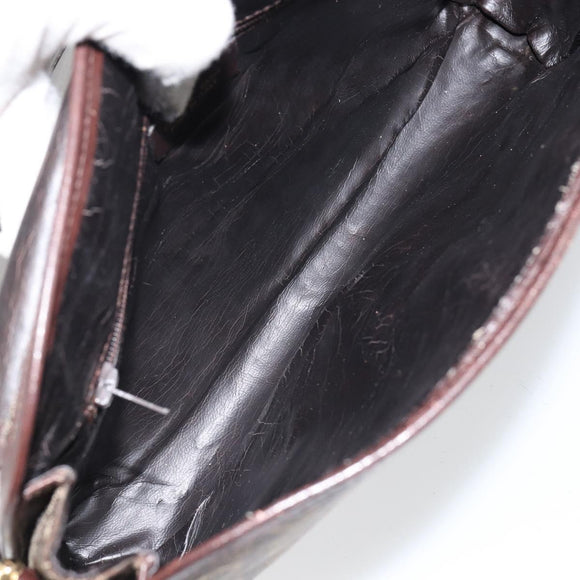 CELINE C Sulky Shoulder Bag Canvas Leather Brown Gold Auth 151887