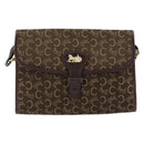 CELINE C Sulky Shoulder Bag Canvas Leather Brown Gold Auth 151887-13