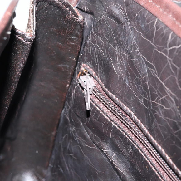 CELINE C Sulky Shoulder Bag Canvas Leather Brown Gold Auth 151887