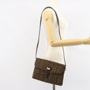 CELINE C Sulky Shoulder Bag Canvas Leather Brown Gold Auth 151887-22
