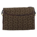 CELINE C Sulky Shoulder Bag Canvas Leather Brown Gold Auth 151887-2