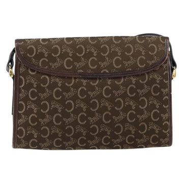 CELINE C Sulky Shoulder Bag Canvas Leather Brown Gold Auth 151887 - 0