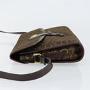 CELINE C Sulky Shoulder Bag Canvas Leather Brown Gold Auth 151887-4
