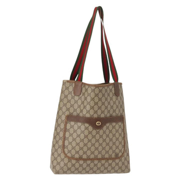GUCCI GG Supreme Web Sherry Line Tote Bag PVC Beige Red 40 02 003 Auth 151889