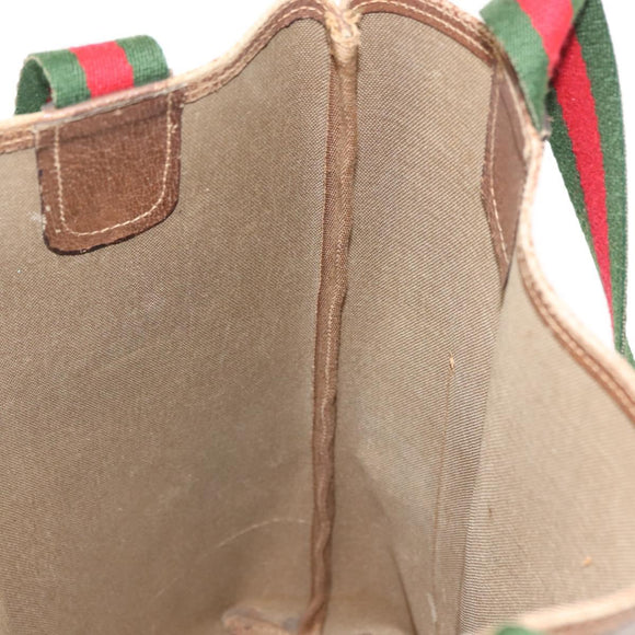 GUCCI GG Supreme Web Sherry Line Tote Bag PVC Beige Red 40 02 003 Auth 151889