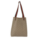 GUCCI GG Supreme Web Sherry Line Tote Bag PVC Beige Red 40 02 003 Auth 151889-2