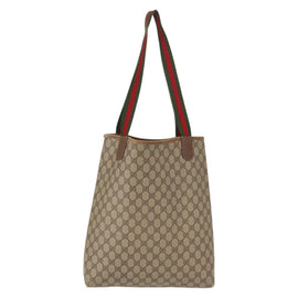 GUCCI GG Supreme Web Sherry Line Tote Bag PVC Beige Red 40 02 003 Auth 151889 - 0