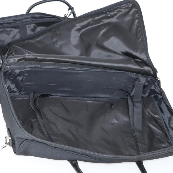 GUCCI Boston Bag Nylon Black Silver 012 0393 12 Auth 151894