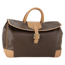 CELINE Macadam Canvas Boston Bag PVC Brown Gold Auth 151895-1