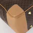 CELINE Macadam Canvas Boston Bag PVC Brown Gold Auth 151895-14