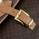 CELINE Macadam Canvas Boston Bag PVC Brown Gold Auth 151895-17