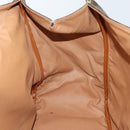 CELINE Macadam Canvas Boston Bag PVC Brown Gold Auth 151895-18