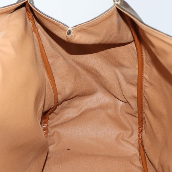 CELINE Macadam Canvas Boston Bag PVC Brown Gold Auth 151895