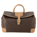 CELINE Macadam Canvas Boston Bag PVC Brown Gold Auth 151895-13