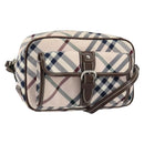 BURBERRY Nova Check Blue Label Shoulder Bag Nylon Beige Silver Auth 151897-1