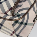 BURBERRY Nova Check Blue Label Shoulder Bag Nylon Beige Silver Auth 151897-9