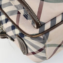 BURBERRY Nova Check Blue Label Shoulder Bag Nylon Beige Silver Auth 151897-14