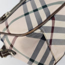 BURBERRY Nova Check Blue Label Shoulder Bag Nylon Beige Silver Auth 151897-16