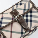 BURBERRY Nova Check Blue Label Shoulder Bag Nylon Beige Silver Auth 151897-18
