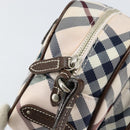 BURBERRY Nova Check Blue Label Shoulder Bag Nylon Beige Silver Auth 151897-10