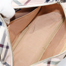 BURBERRY Nova Check Blue Label Shoulder Bag Nylon Beige Silver Auth 151897-11