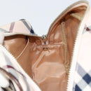 BURBERRY Nova Check Blue Label Shoulder Bag Nylon Beige Silver Auth 151897-20