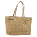 Christian Dior Canage Tote Bag Coated Canvas Beige Gold Auth 151899-1