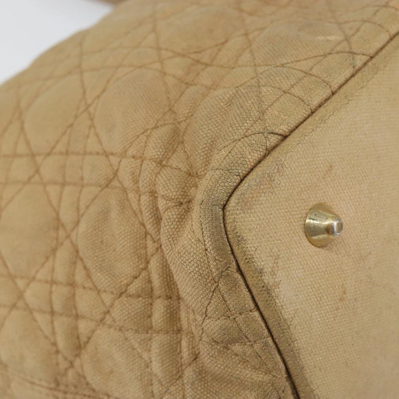Christian Dior Canage Tote Bag Coated Canvas Beige Gold Auth 151899