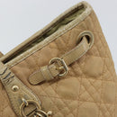 Christian Dior Canage Tote Bag Coated Canvas Beige Gold Auth 151899-9