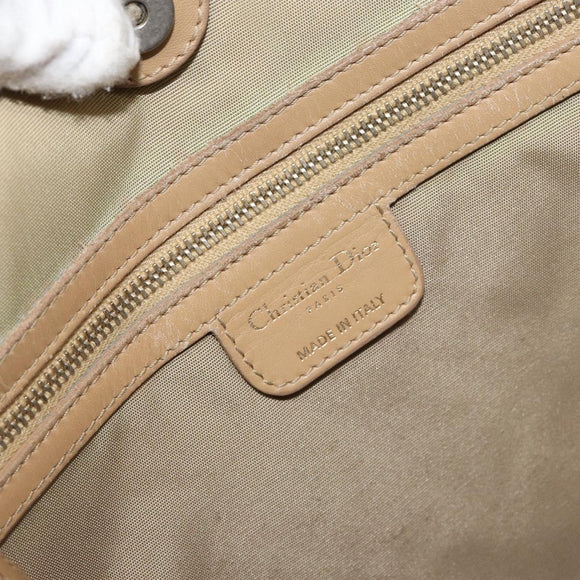 Christian Dior Canage Tote Bag Coated Canvas Beige Gold Auth 151899