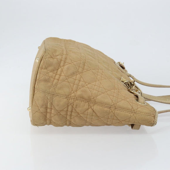 Christian Dior Canage Tote Bag Coated Canvas Beige Gold Auth 151899