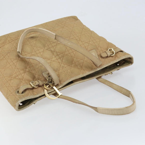 Christian Dior Canage Tote Bag Coated Canvas Beige Gold Auth 151899