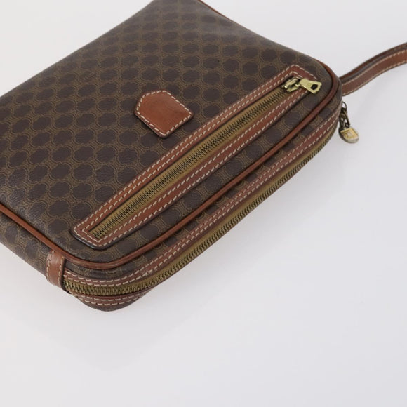 CELINE Macadam Canvas Clutch Bag PVC Leather 3 Set Brown Beige Auth 151904