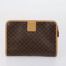 CELINE Macadam Canvas Clutch Bag PVC Leather 3 Set Brown Beige Auth 151904-15