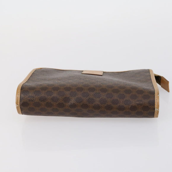 CELINE Macadam Canvas Clutch Bag PVC Leather 3 Set Brown Beige Auth 151904