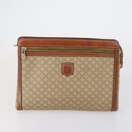 CELINE Macadam Canvas Clutch Bag PVC Leather 3 Set Brown Beige Auth 151904 - 0