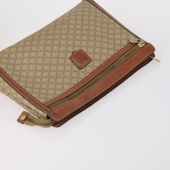 CELINE Macadam Canvas Clutch Bag PVC Leather 3 Set Brown Beige Auth 151904