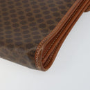 CELINE Macadam Canvas Clutch Bag PVC Leather Brown Gold Auth 151905-15