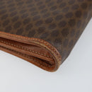 CELINE Macadam Canvas Clutch Bag PVC Leather Brown Gold Auth 151905-16