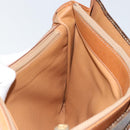 CELINE Macadam Canvas Clutch Bag PVC Leather Brown Gold Auth 151905-19