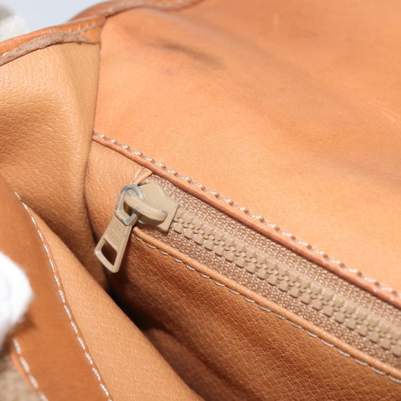 CELINE Macadam Canvas Clutch Bag PVC Leather Brown Gold Auth 151905