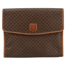 CELINE Macadam Canvas Clutch Bag PVC Leather Brown Gold Auth 151905-13