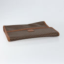 CELINE Macadam Canvas Clutch Bag PVC Leather Brown Gold Auth 151905-5