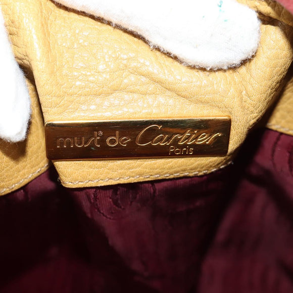 CARTIER Shoulder Bag Leather Beige Auth 151907