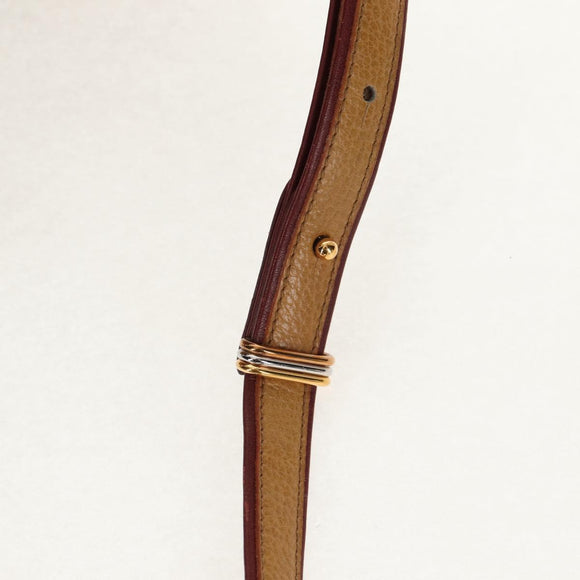 CARTIER Shoulder Bag Leather Beige Auth 151907