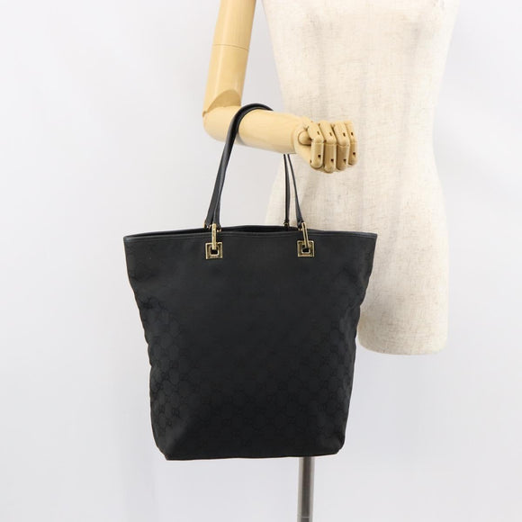 GUCCI GG Canvas Tote Bag Black Gold 002 1098 2404 Auth 151908